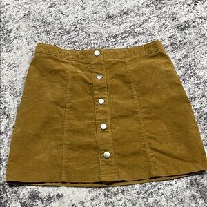 Button-Front Corduroy Skirt